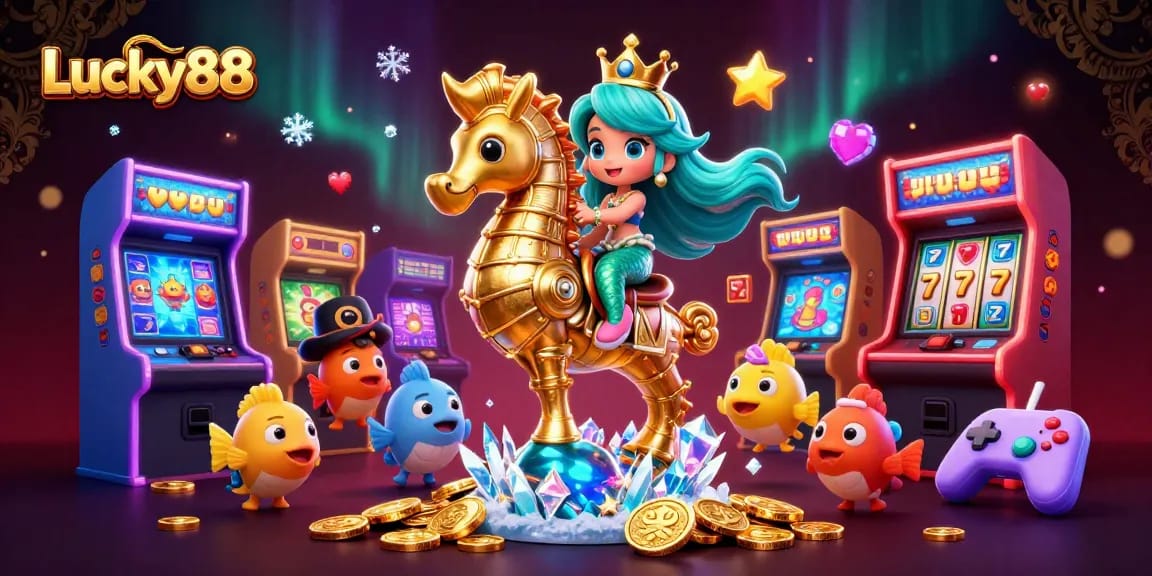 Spin to win on the Lucky88 slot machine with colorful characters and vibrant casino elements!