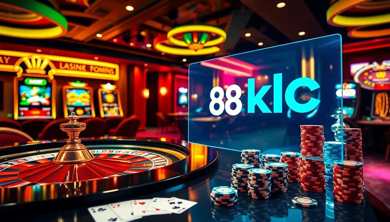 Experience the thrill of online gaming with gg88 kjc's vibrant casino scene featuring roulette and slot machines.