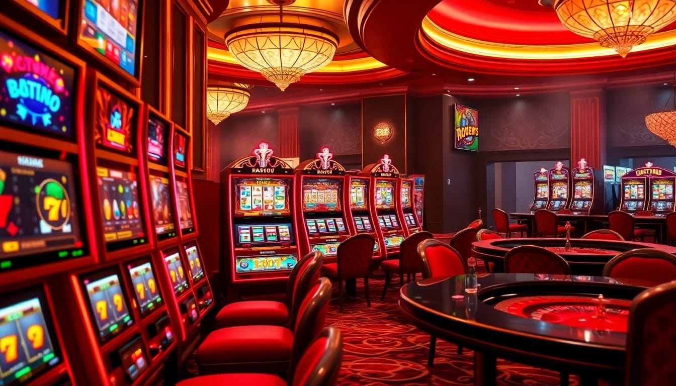 Experience excitement at MMOO's slot machines with vibrant graphics and potential jackpots.