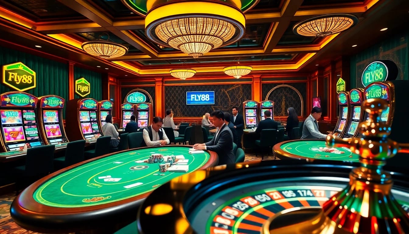 Experience high-stakes gaming at FLY88 online casino, with thrilling poker tables and vibrant slot machines.