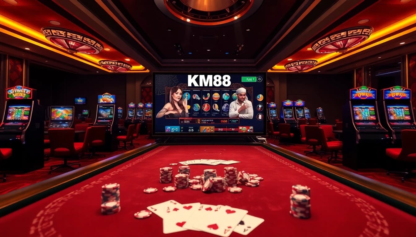 Exciting online gambling action at https://km881.com/, showcasing vibrant casino games and betting excitement.