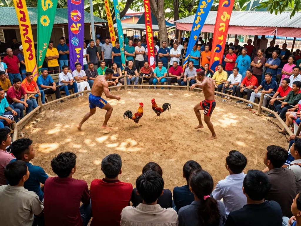 Experience the thrill of đá gà trực tiếp with vibrant crowd engagement and dynamic action in the arena.