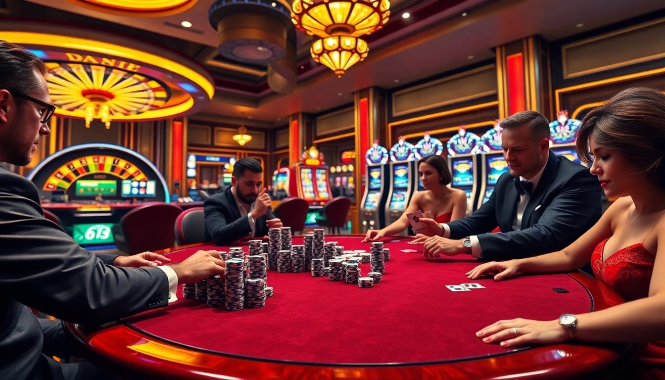 Experience high-stakes gaming with DA88 at a luxurious casino poker table.