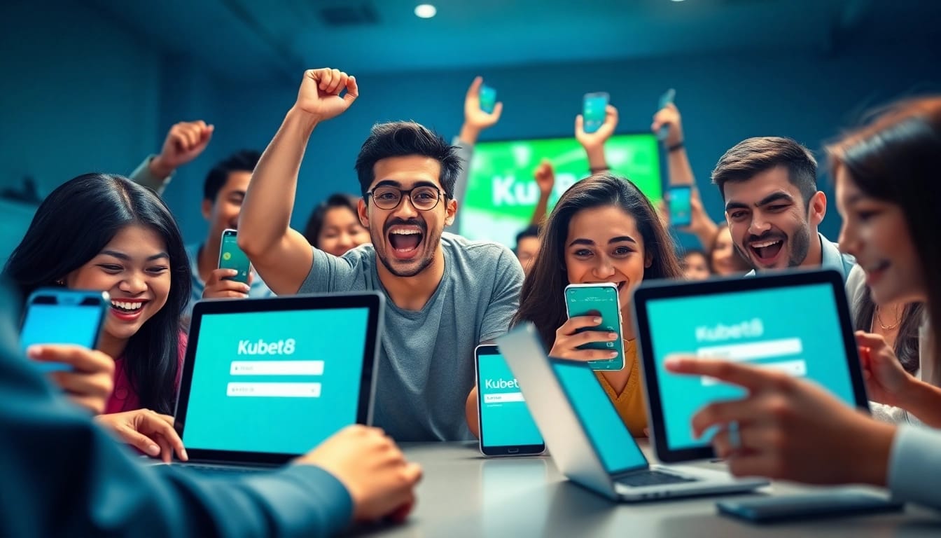 Login to Kubet88 showcasing users engaging with the platform securely and excitedly.