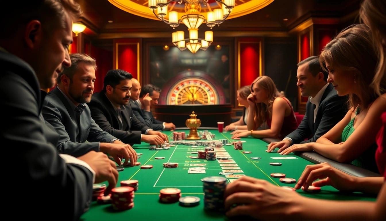 Experience the vibrant casino atmosphere at https://xx88.me.uk/ with players eagerly engaging at the gaming table.