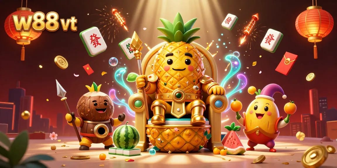 Khám phá w88 vt với hình ảnh hoàng đế trái cây và trò chơi casino hấp dẫn.