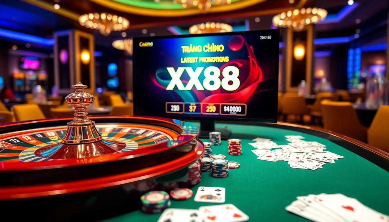 Engage with the luxurious environment of trang chủ xx88 featuring poker chips and casino elements.