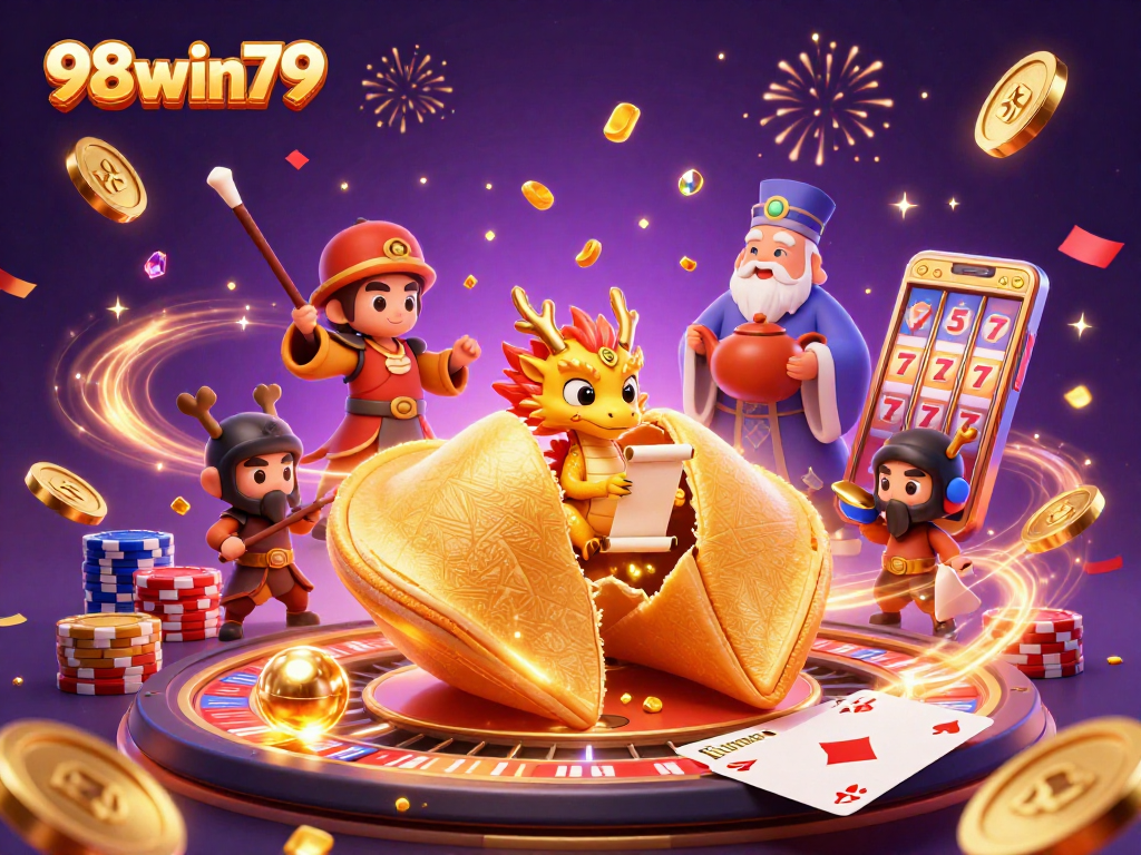 Experience the excitement of winning at 98win79 with golden treasures and gaming elements.