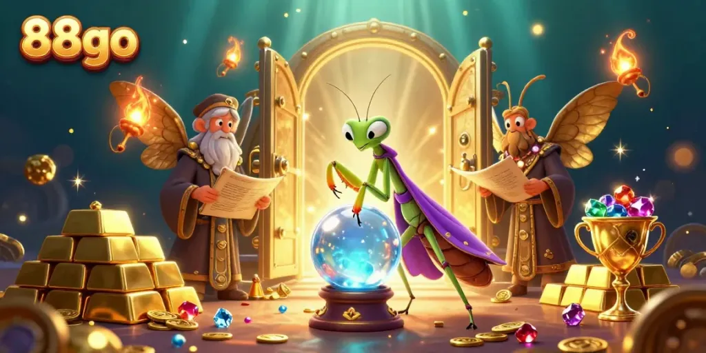 Engage in captivating gameplay with 88go, illustrated through a vibrant fortune teller scene.