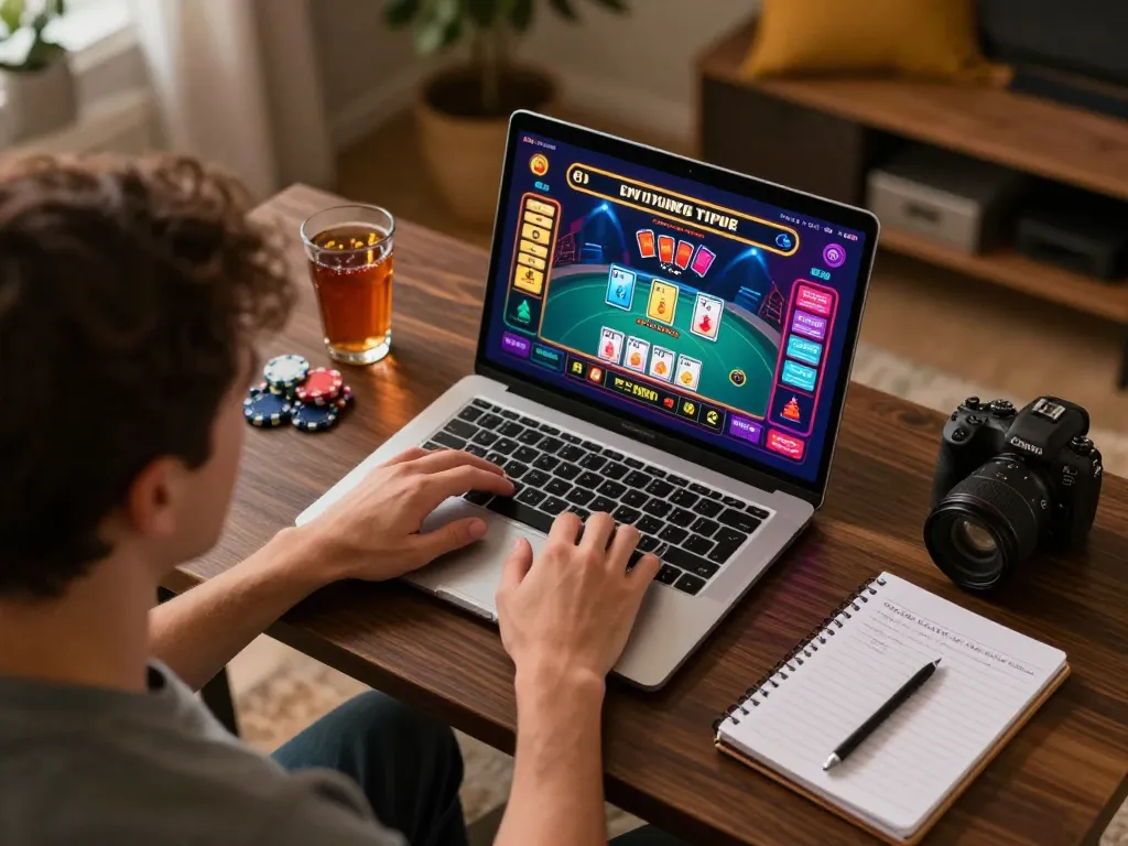 Engaging online casino gaming session at home using lu88.jpn.com for live dealer games with strategic focus