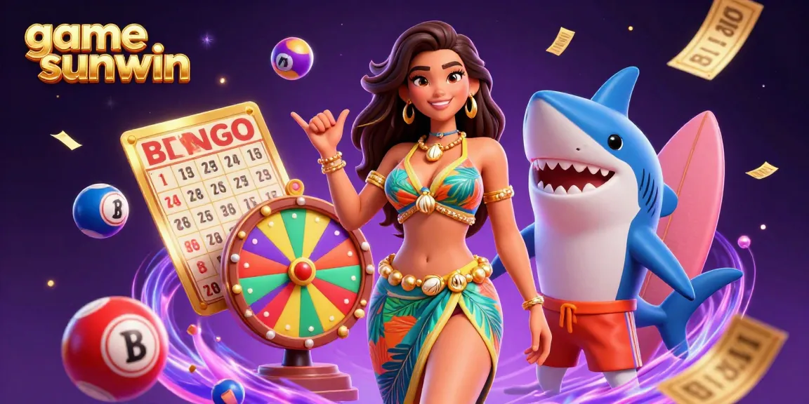 Experience the excitement of game sunwin with vibrant lottery elements and characters in a dynamic casino scene.