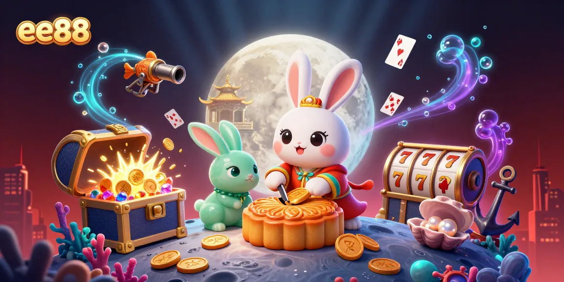 Experience the thrill of ee88 as the moon rabbit reveals poker chips inside golden mooncakes.