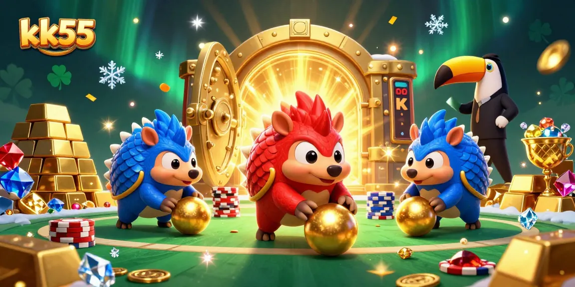 Engage with kk55, a thrilling gambling world featuring colorful pangolins bowling in golden balls!