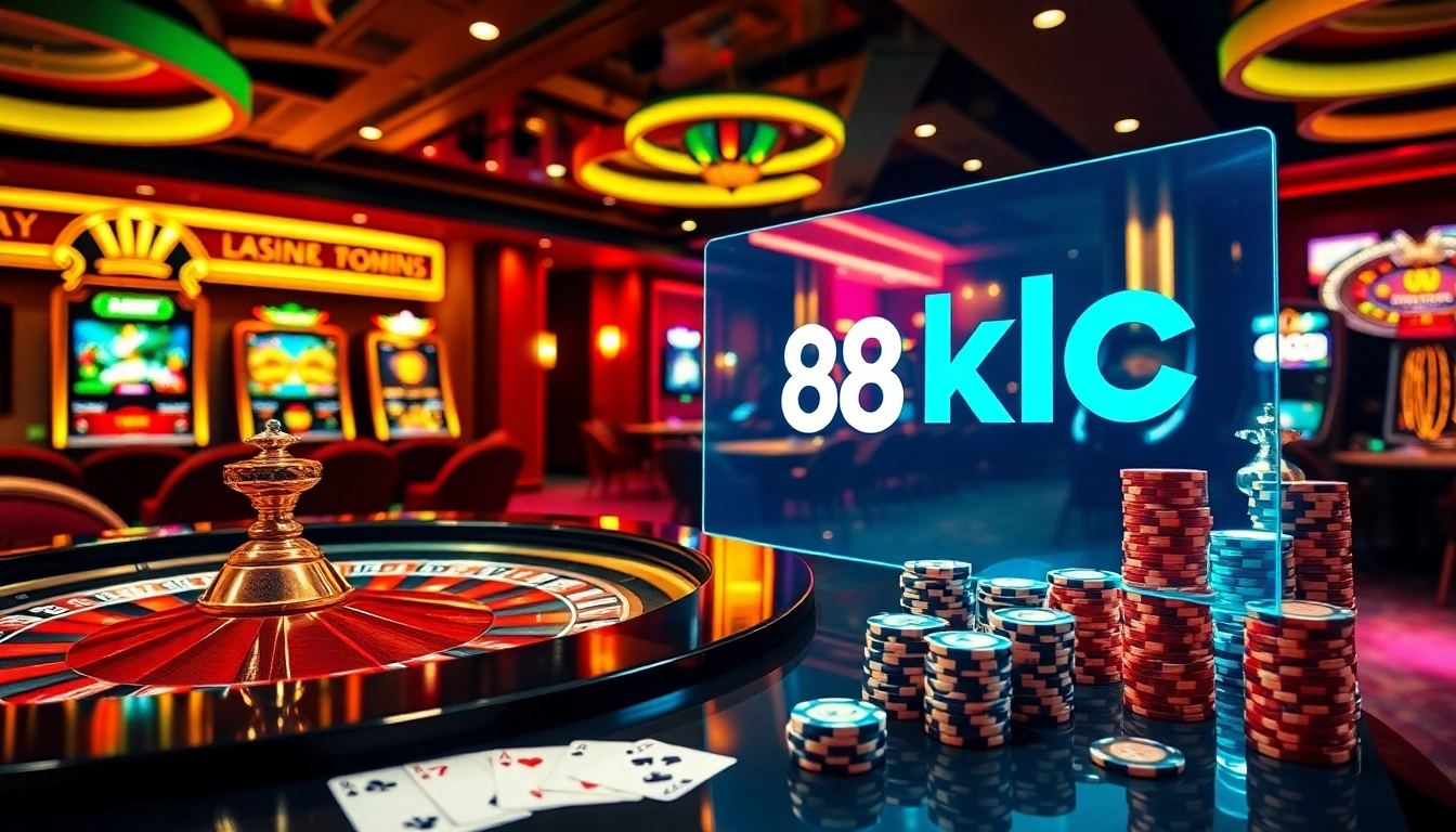 Experience the thrill of online gaming with gg88 kjc's vibrant casino scene featuring roulette and slot machines.