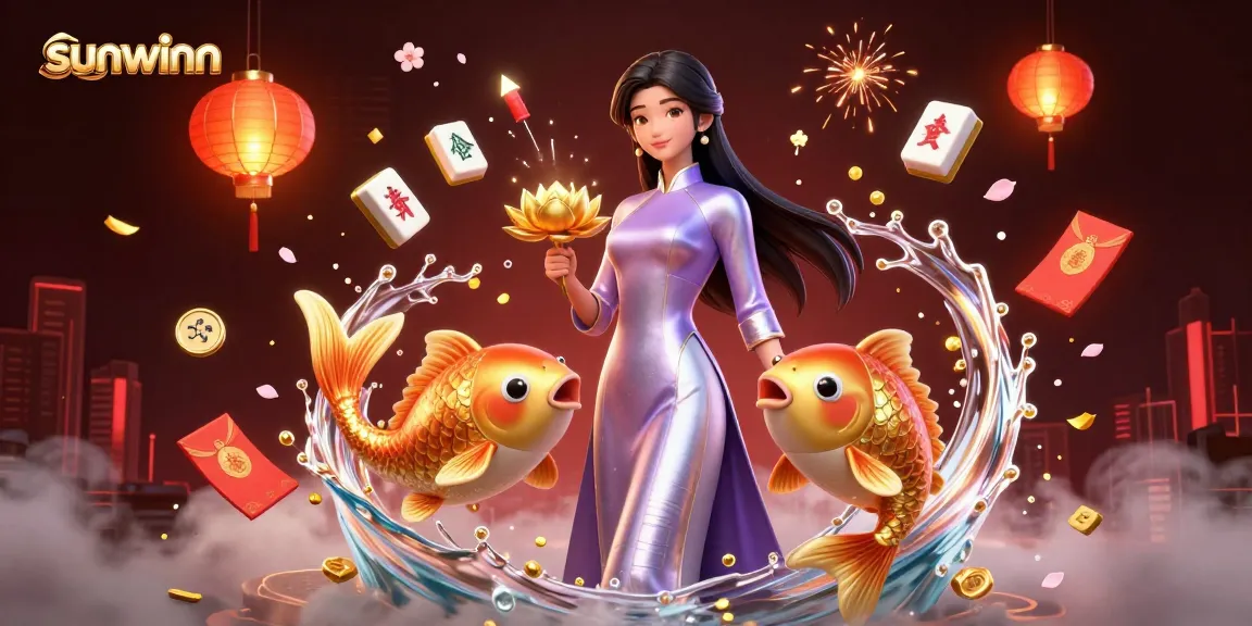 Experience exciting gameplay at sunwinn with a vibrant casino scene featuring stunning 3D characters and gaming elements.