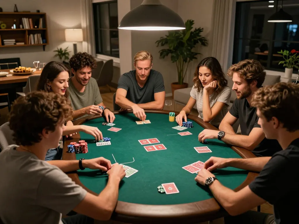 Engaged players participating in Trang game RR88 poker night, showcasing strategy and social interaction.