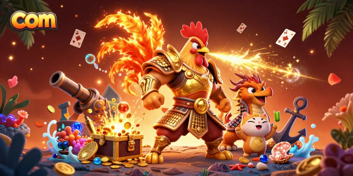 Experience the thrill of com with our rooster warrior and dragon engaging in dynamic casino action!