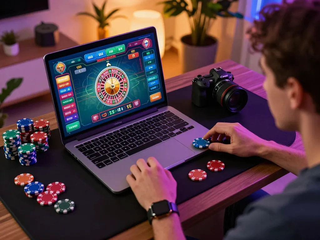 Player enjoying live dealer roulette on kkwin with vibrant home setup and strategic focus