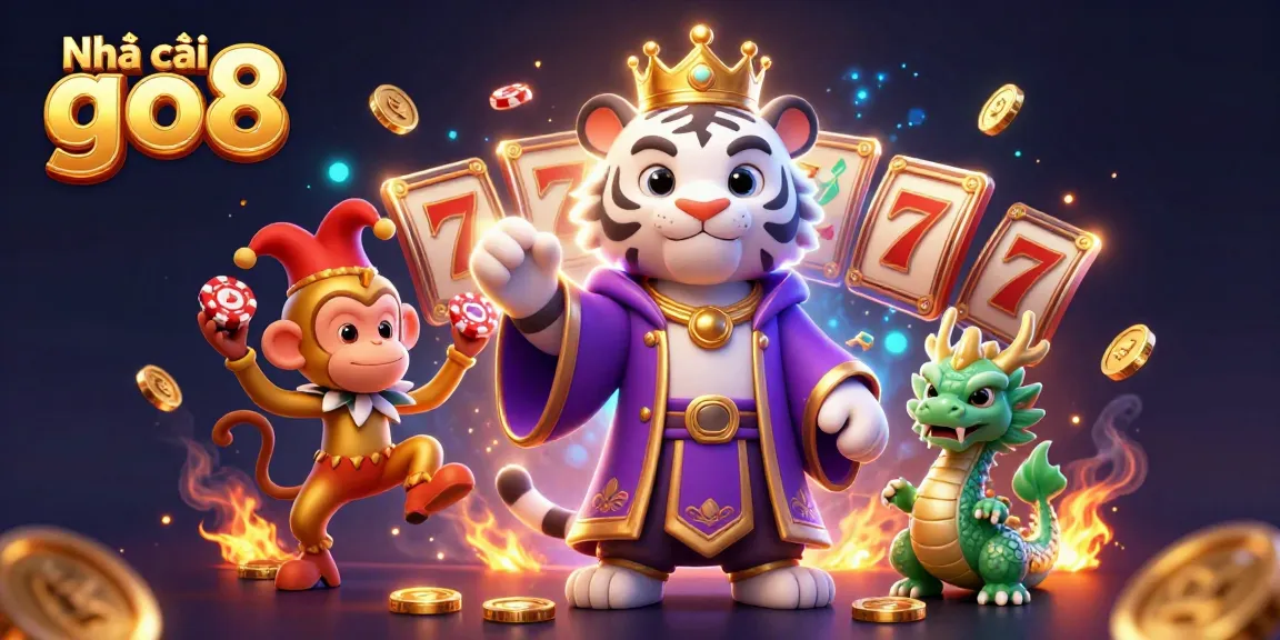 Experience thrilling gameplay at Nhà cái go8, where the royal tiger and playful monkey bring fortune in a vibrant 3D casino scene.