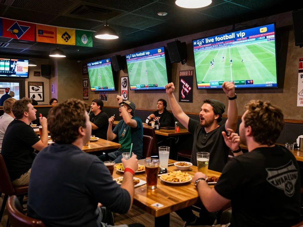 Catch the excitement of live football vip as fans celebrate their best betting strategies in a busy sports bar.