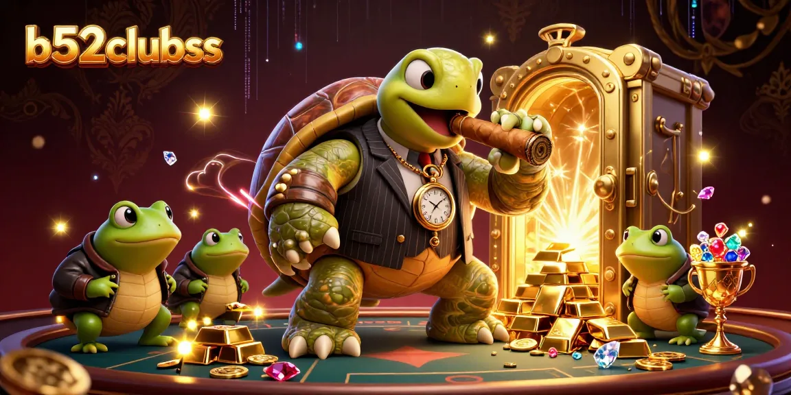 Engage with vibrant b52clubss casino gaming adventure highlighting a turtle mobster and his bullfrog enforcers.